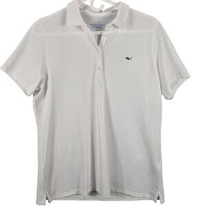 Vineyard Vines Shirt Womens Large Performance Polo White Golf Preppy Whale Logo